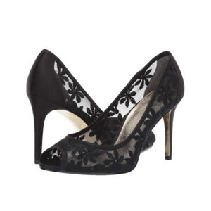 Adrianna PAPELL Women's WIDE WIDTH Frances Black Mesh Heels Shoes Pumps | 10W